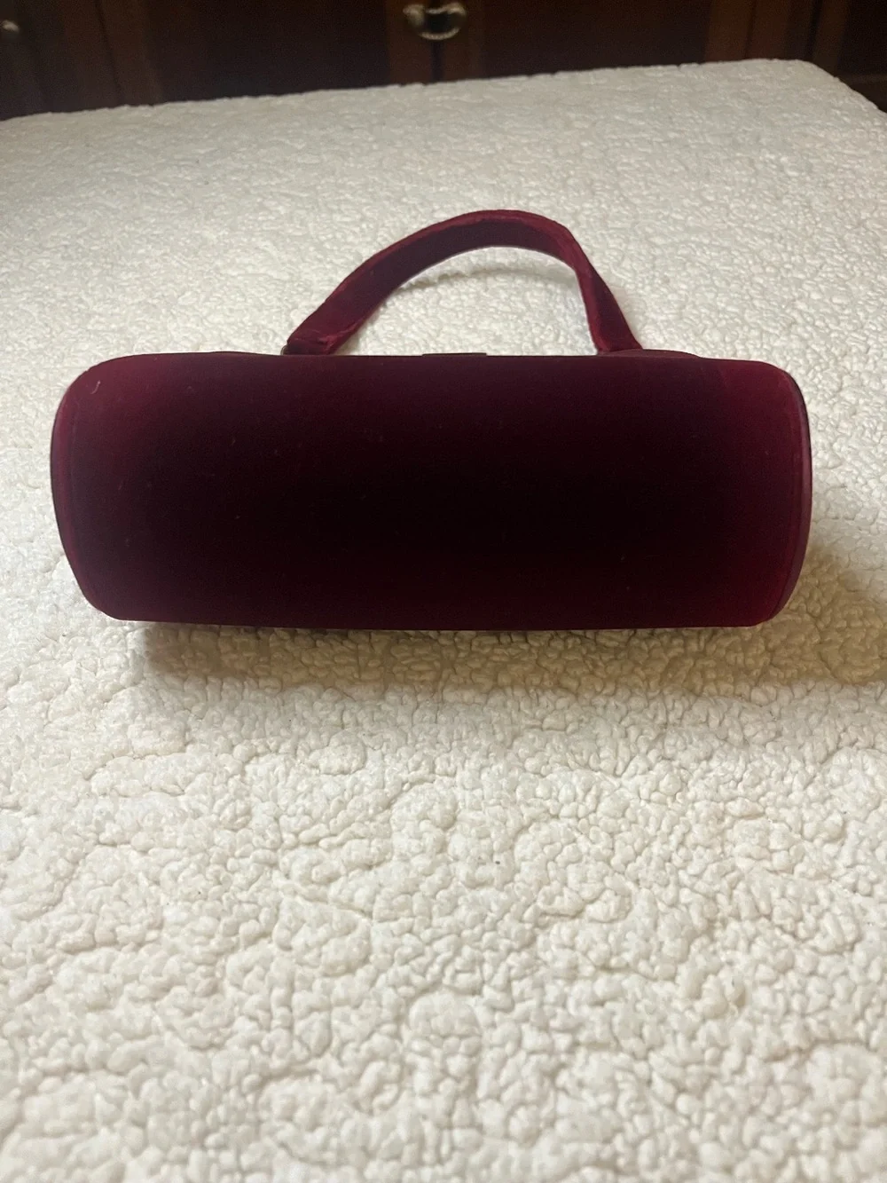 Vintage Saks 5th Avenue Burgundy Velvet Evening Bag Rhinestone Clasp Top Handle - Picture 7 of 9